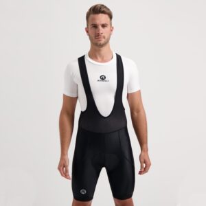 Rogelli CORE - męskie spodenki rowerowe z wkładką i szelkami czarne - obrazek 2