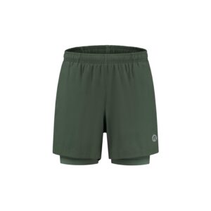 Rogelli ESSENTIAL - męskie spodenki do biegania 2w1 khaki - obrazek 1