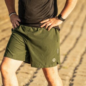 Rogelli ESSENTIAL - męskie spodenki do biegania 2w1 khaki - obrazek 4