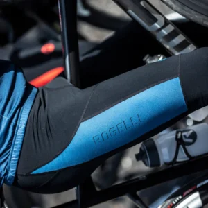 Rogelli TYRO - męskie lekko ocieplane spodnie rowerowe z szelkami czarno-granatowe - obrazek 8