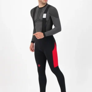 Rogelli TYRO - męskie lekko ocieplane spodnie rowerowe z szelkami czarno-czerwone - obrazek 5