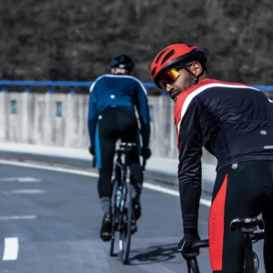 Rogelli TYRO - męskie lekko ocieplane spodnie rowerowe z szelkami czarno-czerwone - obrazek 9