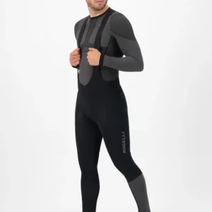 Rogelli ESSENTIAL HI VIS - męskie ocieplane spodnie rowerowe z szelkami czarne - obrazek 5