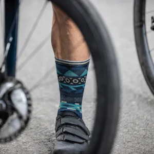 Rogelli AZTEC - skarpety rowerowe z lycry czarno-zielone - obrazek 3