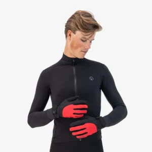 Rogelli CORE - męskie ocieplane zimowe rękawiczki rowerowe czerwone - obrazek 2