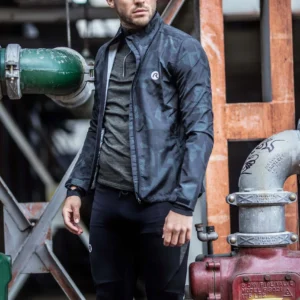 Rogelli CAMO - męska wiatroodporna kurtka do biegania czarna - obrazek 8