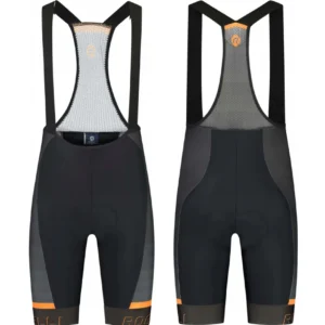 Rogelli HERO II - męskie spodenki rowerowe z szelkami czarno-pomarańczowe - obrazek 1