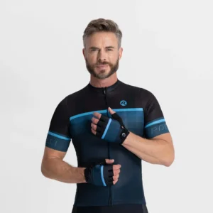Rogelli HERO II - męskie rękawiczki rowerowe czarno-niebieskie - obrazek 2