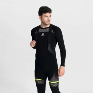 Rogelli HERO II - męskie zimowe spodnie rowerowe z szelkami czarno-żółte - obrazek 3