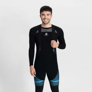 Rogelli HERO II - męskie zimowe spodnie rowerowe z szelkami czarno-niebieskie - obrazek 3