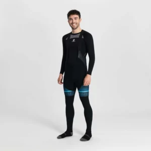 Rogelli HERO II - męskie zimowe spodnie rowerowe z szelkami czarno-niebieskie - obrazek 4