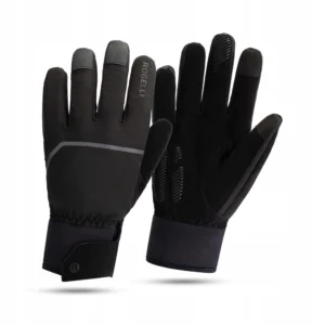 Rogelli CRONOS - wiatroodporne zimowe rękawice rowerowe czarne - obrazek 1