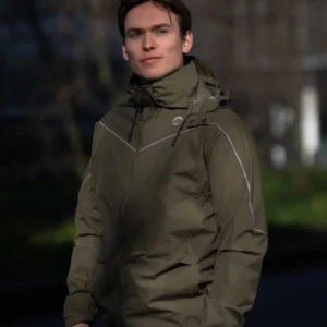 Rogelli COMMUTER ESSENTIAL - przeciwdeszczowa kurtka rowerowa khaki - obrazek 6