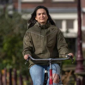 Rogelli COMMUTER ESSENTIAL - przeciwdeszczowa kurtka rowerowa khaki - obrazek 8