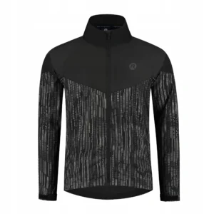 Rogelli ESSENTIAL HI VIS - męska kurtka do biegania DWR czarna - obrazek 1
