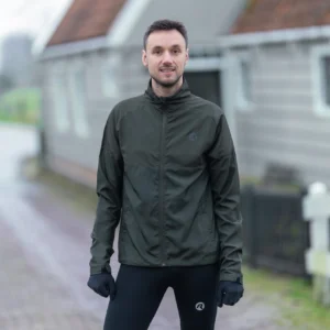 Rogelli ENJOY III - męska kurtka do biegania khaki - obrazek 11