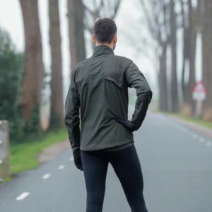 Rogelli ENJOY III - męska kurtka do biegania khaki - obrazek 4