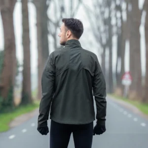 Rogelli ENJOY III - męska kurtka do biegania khaki - obrazek 5