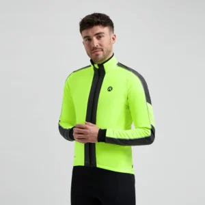 Rogelli ESSENTIAL HI VIS - męska zimowa kurtka rowerowa żółta - obrazek 3