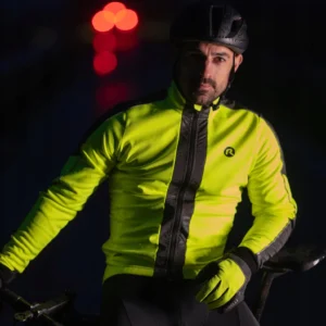 Rogelli ESSENTIAL HI VIS - męska zimowa kurtka rowerowa żółta - obrazek 9