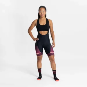 Rogelli IMPRESS II - damskie spodenki rowerowe czarno-bordowe - obrazek 3