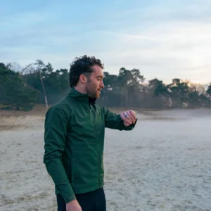 Rogelli ESSENTIAL - męska kurtka do biegania DWR khaki - obrazek 9