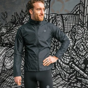 Rogelli ESSENTIAL - męska kurtka do biegania DWR czarna - obrazek 10