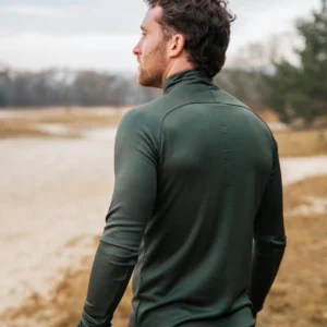 Rogelli ESSENTIAL - męska ocieplana koszulka do biegania z długim rękawem khaki - obrazek 11