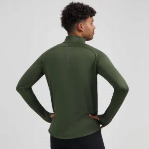 Rogelli ESSENTIAL - męska ocieplana koszulka do biegania z długim rękawem khaki - obrazek 5