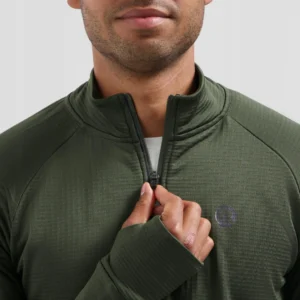 Rogelli ESSENTIAL - męska ocieplana koszulka do biegania z długim rękawem khaki - obrazek 6