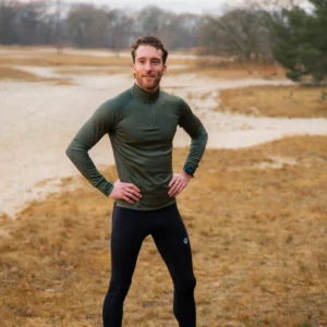 Rogelli ESSENTIAL - męska ocieplana koszulka do biegania z długim rękawem khaki - obrazek 10