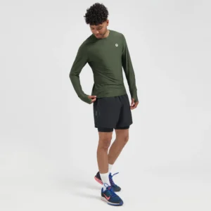 Rogelli ESSENTIAL - męska koszulka do biegania z długim rękawem khaki - obrazek 8