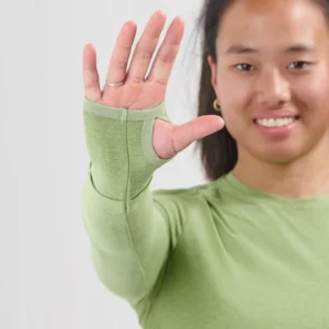 Rogelli ESSENTIAL - damska koszulka do biegania z długim rękawem zielona - obrazek 7