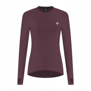 Rogelli ESSENTIAL - damska koszulka do biegania z długim rękawem bordowa - obrazek 1