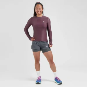 Rogelli ESSENTIAL - damska koszulka do biegania z długim rękawem bordowa - obrazek 8